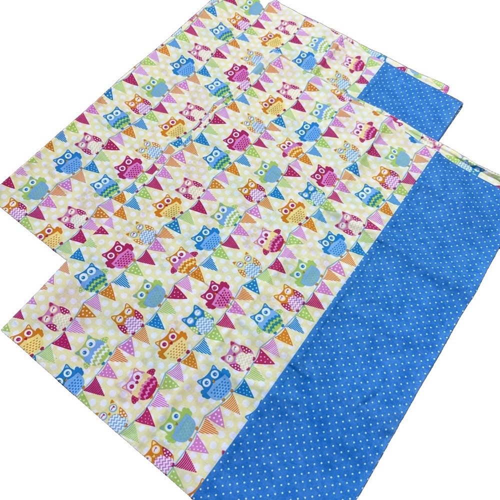 Adorable New Standard Pillow Case Set 2 Owls Cotton